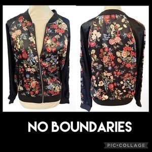 No Boundaries Multi-Color Floral Long Sleeve Full Zip Jacket Size L (11-13) Juni